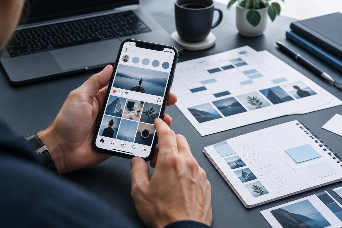 Planeamento de redes sociais num telemóvel